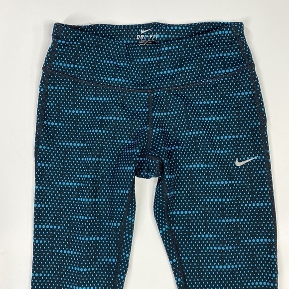 Nike Dri Fit Epic Run Tight Black Blue Capri Pants Size Small 799156 010 - Picture 2 of 13